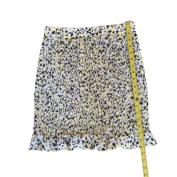 Vero Moda Yellow Floral Skirt mini Smoked Ruffle Straight M - Picture 4 of 8